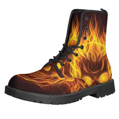 Three Flaming Skull Print Backpack