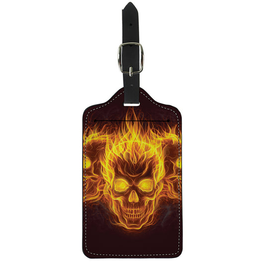 Three Flaming Skull Print Luggage Tag