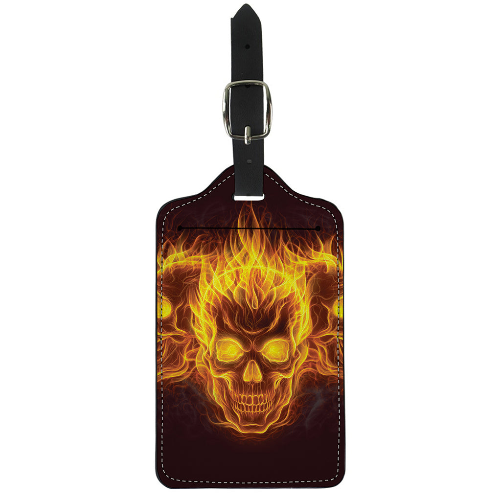 Three Flaming Skull Print Luggage Tag