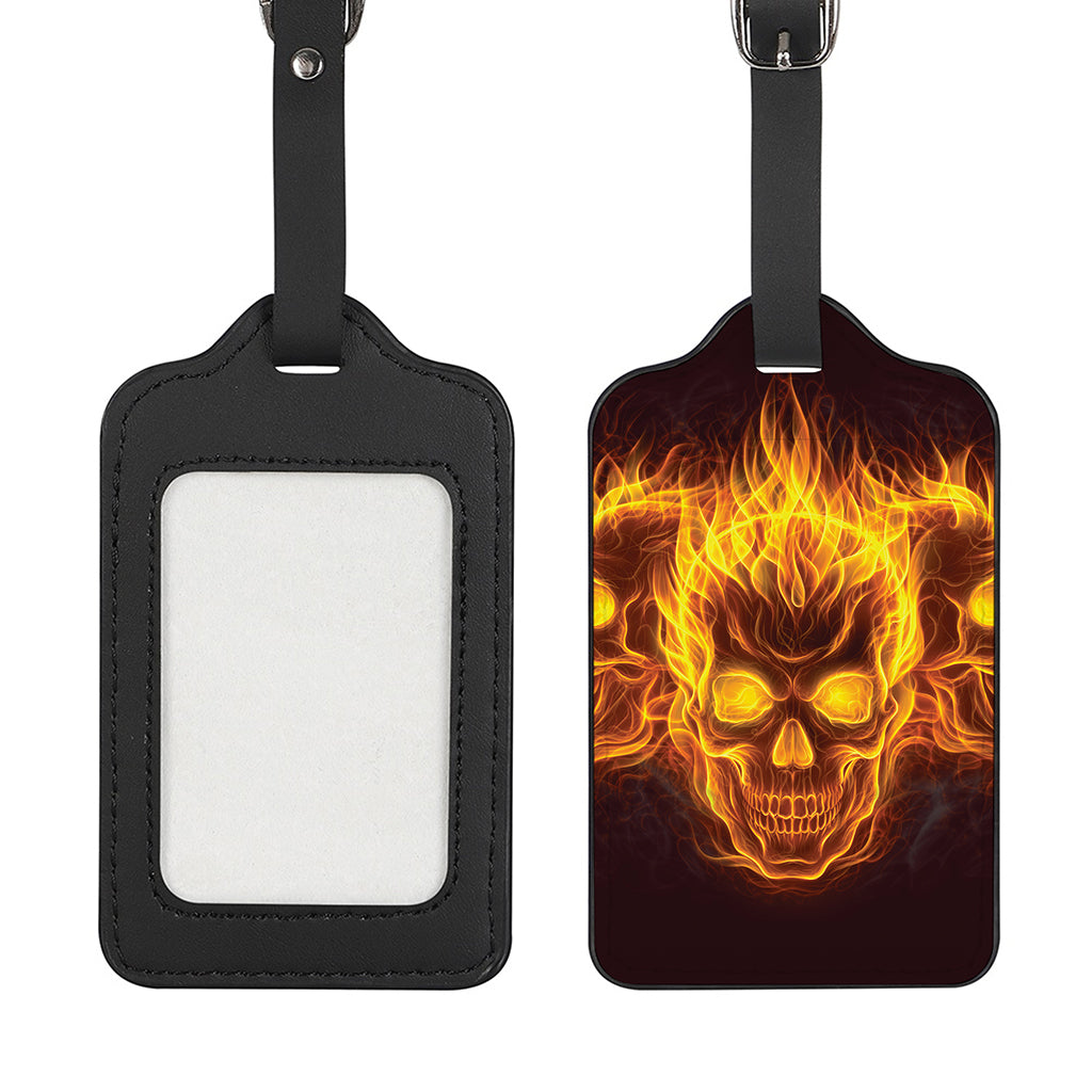 Three Flaming Skull Print Luggage Tag