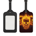Three Flaming Skull Print Luggage Tag