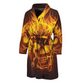Three Flaming Skull Print Men's Bathrobe