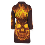 Three Flaming Skull Print Men's Bathrobe