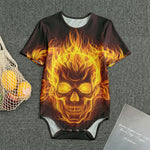 Three Flaming Skull Print Men's Bodysuit
