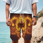Three Flaming Skull Print Men's Cargo Shorts