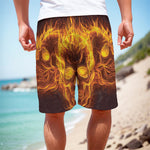 Three Flaming Skull Print Men's Cargo Shorts