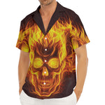Three Flaming Skull Print Men's Deep V-Neck Shirt