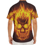 Three Flaming Skull Print Men's Deep V-Neck Shirt