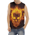 Three Flaming Skull Print Men's Fitness Tank Top
