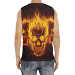 Three Flaming Skull Print Men's Fitness Tank Top