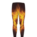 Three Flaming Skull Print Men's Leggings