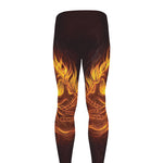 Three Flaming Skull Print Men's leggings