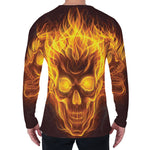 Three Flaming Skull Print Men's Long Sleeve T-Shirt