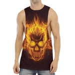 Three Flaming Skull Print Men's Muscle Tank Top