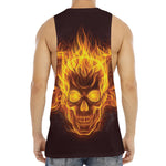 Three Flaming Skull Print Men's Muscle Tank Top