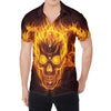 Three Flaming Skull Print Men's Shirt