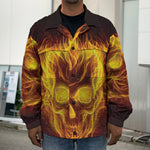 Three Flaming Skull Print Men's Shirt Jacket