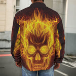 Three Flaming Skull Print Men's Shirt Jacket