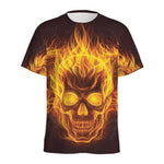 Three Flaming Skull Print Men's Sports T-Shirt
