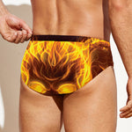 Three Flaming Skull Print Men's Swim Briefs