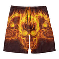 Three Flaming Skull Print Men's Swim Trunks