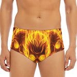 Three Flaming Skull Print Men's Triangle Swim Briefs