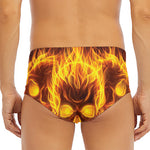 Three Flaming Skull Print Men's Triangle Swim Briefs