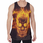 Three Flaming Skull Print Men's Velvet Tank Top