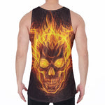 Three Flaming Skull Print Men's Velvet Tank Top