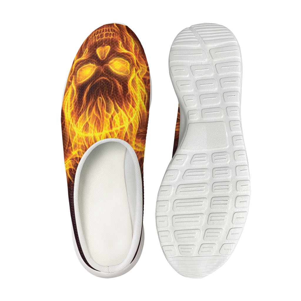 Three Flaming Skull Print Mesh Casual Shoes