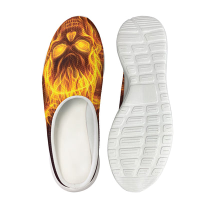 Three Flaming Skull Print Mesh Casual Shoes