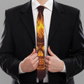 Three Flaming Skull Print Necktie
