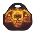 Three Flaming Skull Print Neoprene Lunch Bag