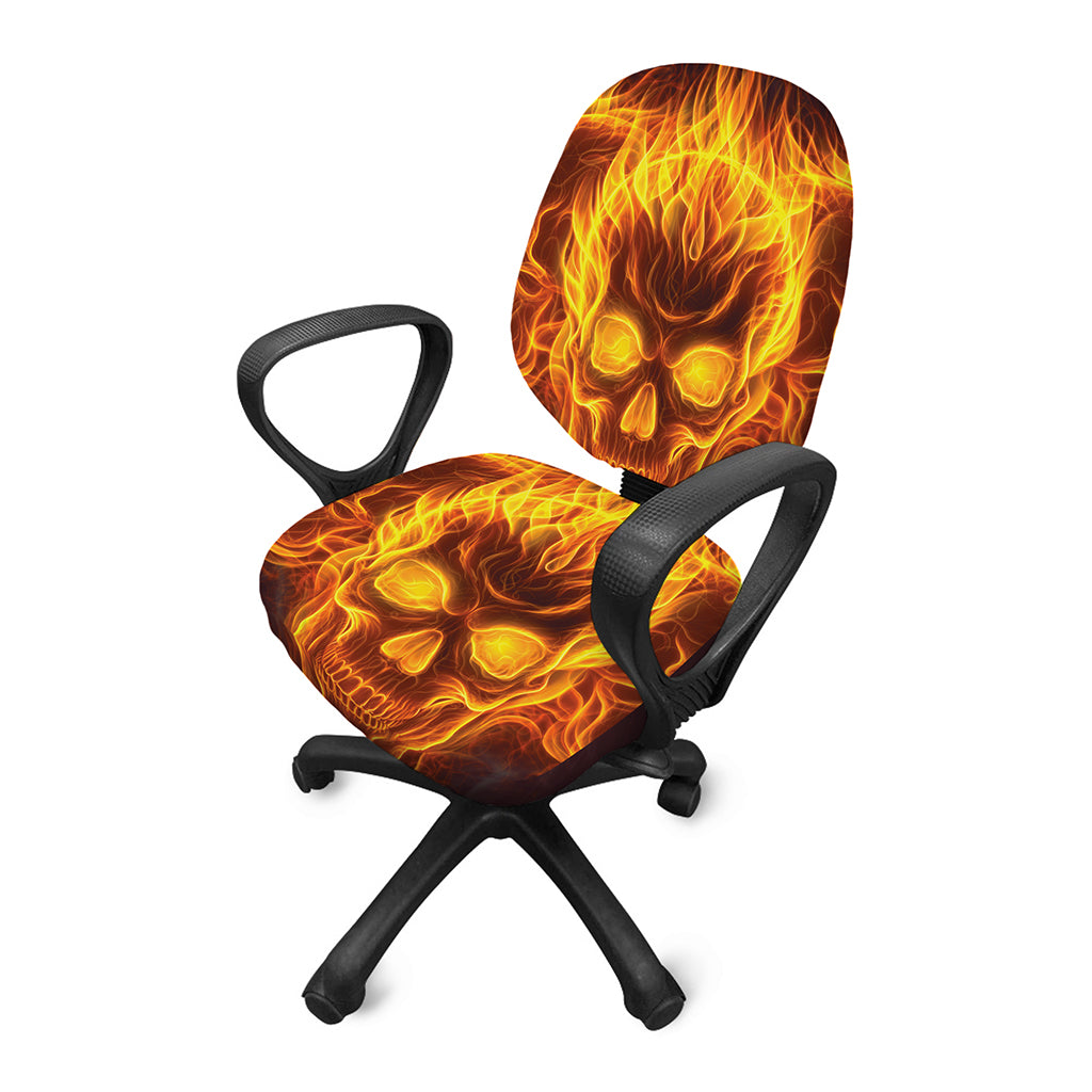 Three Flaming Skull Print Office Chair Cover