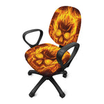 Three Flaming Skull Print Office Chair Cover