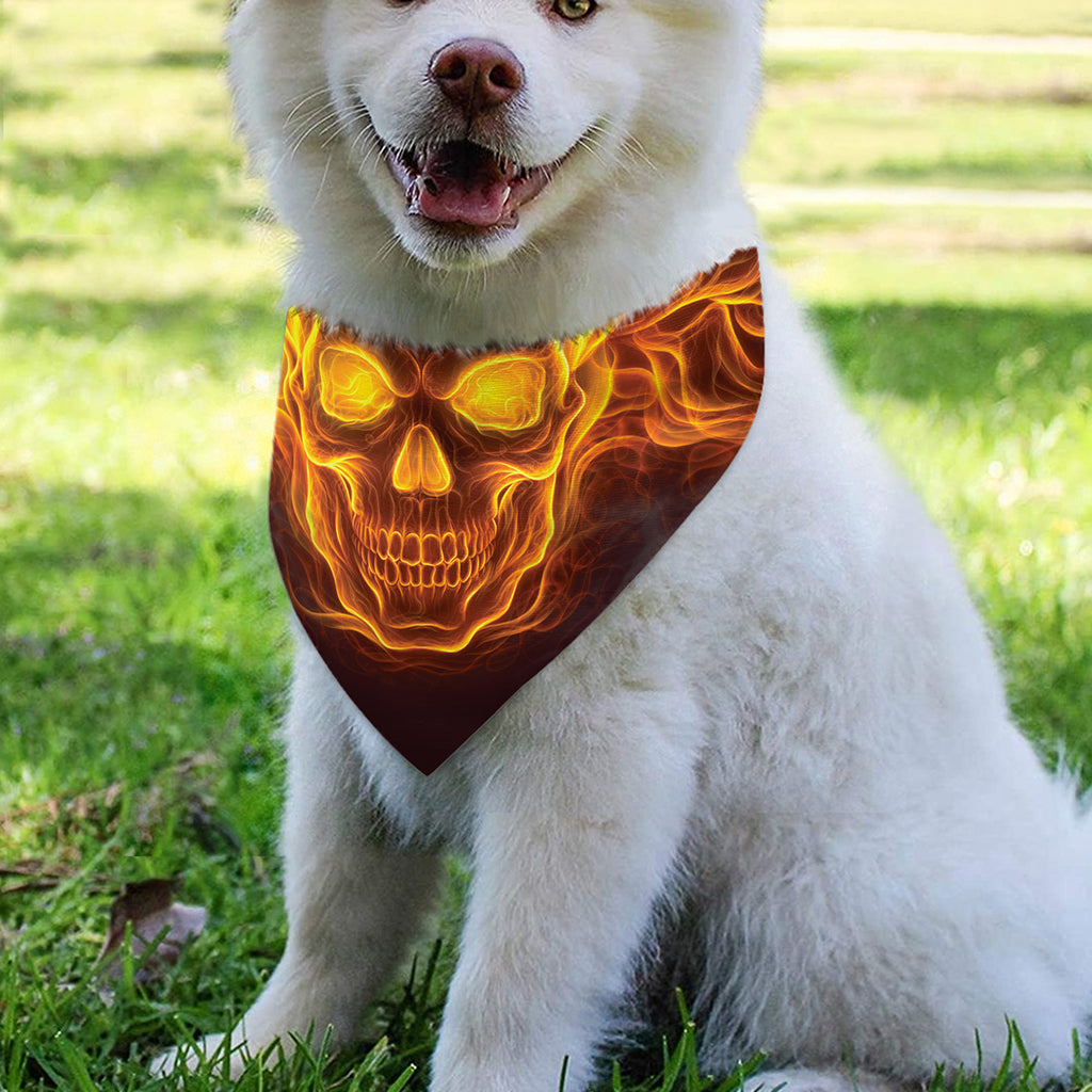 Three Flaming Skull Print Over The Collar Dog Bandana