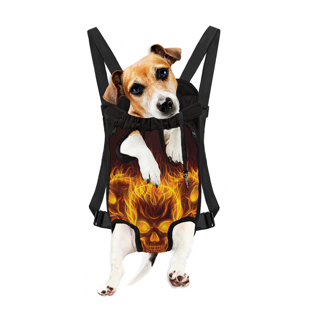 Three Flaming Skull Print Pet Carrier Backpack