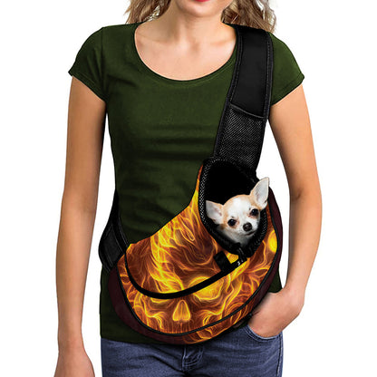 Three Flaming Skull Print Pet Sling Carrier