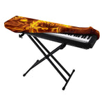 Three Flaming Skull Print Piano Keyboard Cover