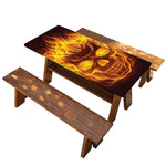 Three Flaming Skull Print Picnic Table Cover