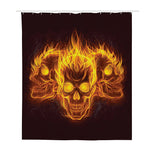 Three Flaming Skull Print Polyester Shower Curtain