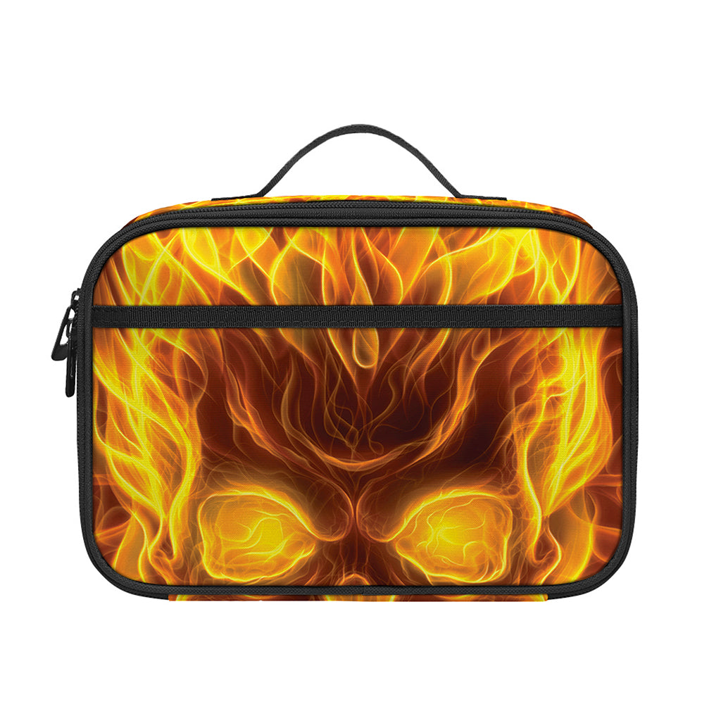 Three Flaming Skull Print Portable Lunch Bag