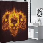 Three Flaming Skull Print Premium Shower Curtain