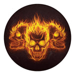 Three Flaming Skull Print Round Blanket