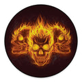 Three Flaming Skull Print Round Floor Mat