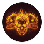 Three Flaming Skull Print Round Floor Mat