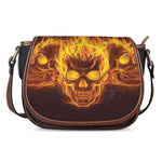 Three Flaming Skull Print Saddle Bag