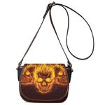 Three Flaming Skull Print Saddle Bag