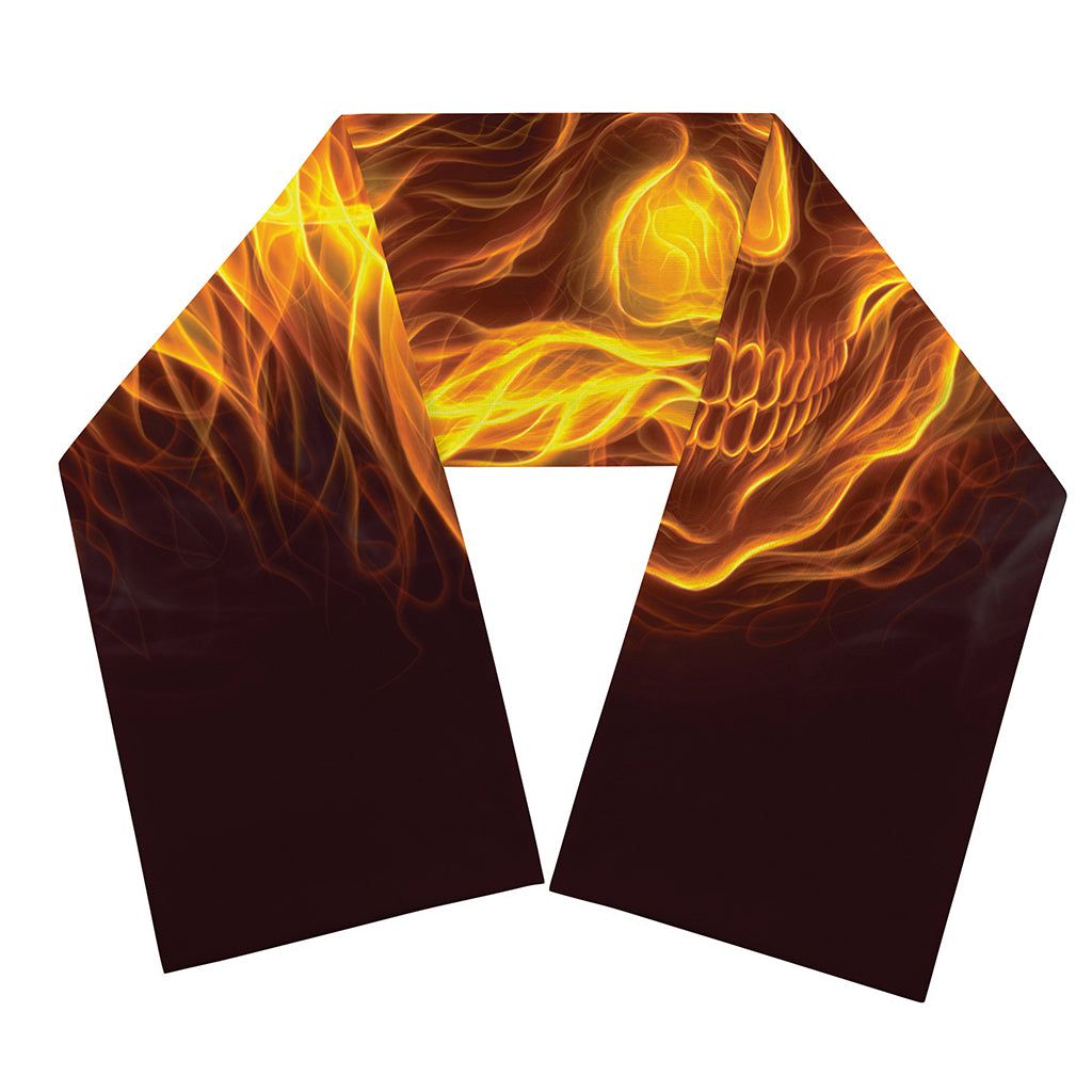 Three Flaming Skull Print Scarf