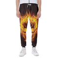 Three Flaming Skull Print Joggers